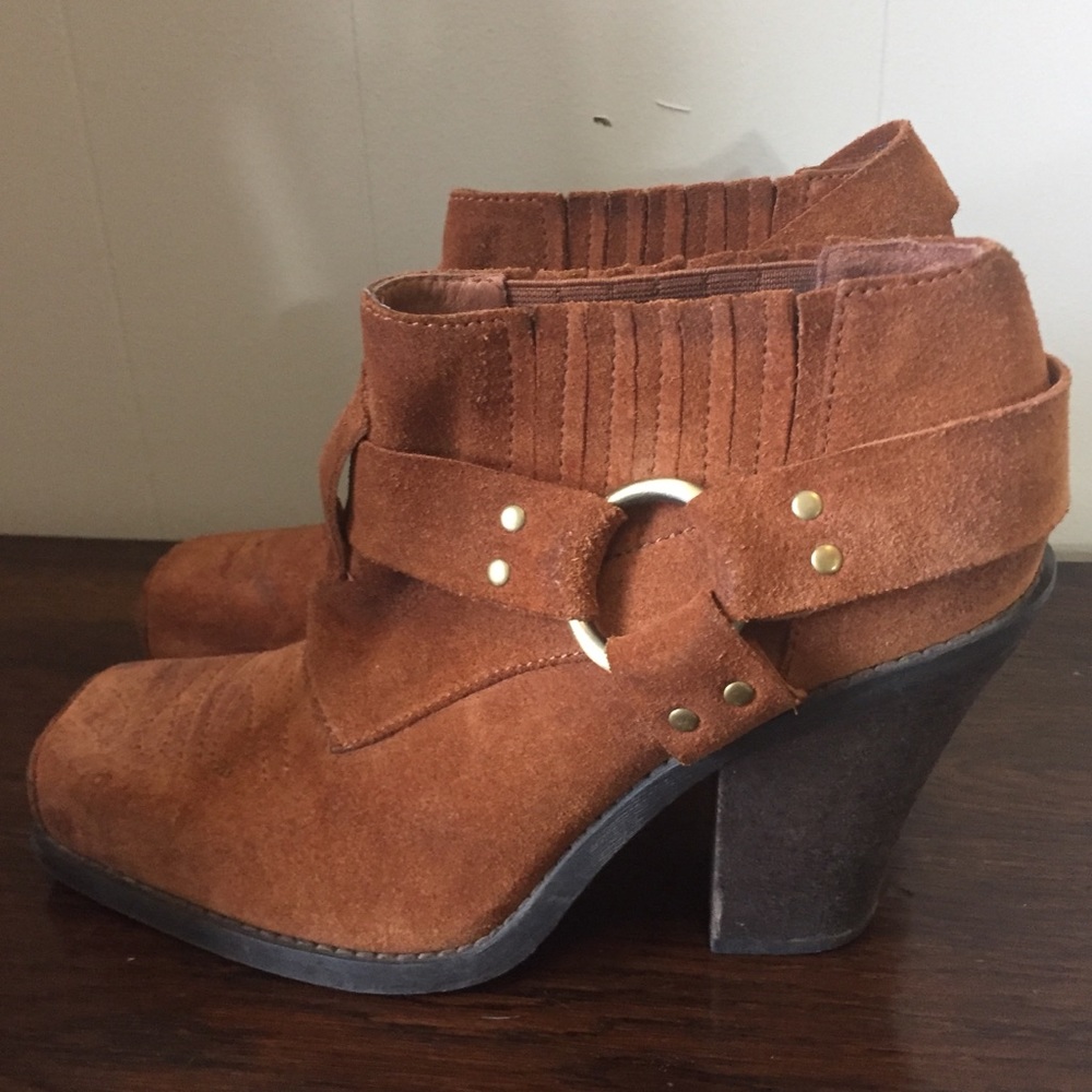 Jeffrey Campbell Brown Suede Harness Booties